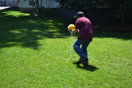 The object of the game is to move water from one pail to another in a sponge ball